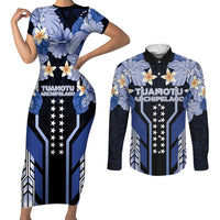 French Polynesia Tuamotu Archipelago Couples Matching Short Sleeve Bodycon Dress and Long Sleeve Button Shirt Polynesian Pattern Unique Style LT05 Navy - Polynesian Pride