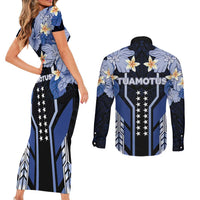 French Polynesia Tuamotu Archipelago Couples Matching Short Sleeve Bodycon Dress and Long Sleeve Button Shirt Polynesian Pattern Unique Style LT05 - Polynesian Pride