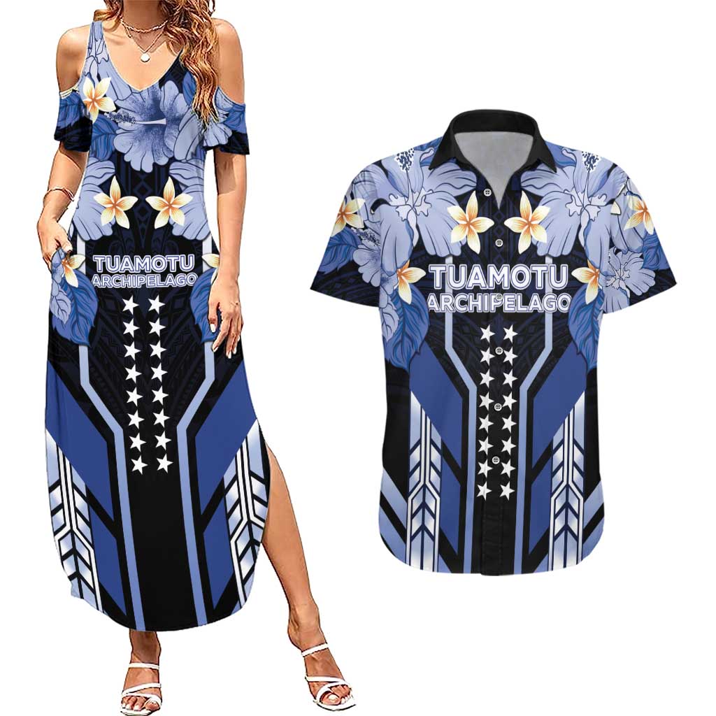 French Polynesia Tuamotu Archipelago Couples Matching Summer Maxi Dress and Hawaiian Shirt Polynesian Pattern Unique Style LT05 Navy - Polynesian Pride