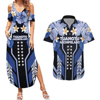 French Polynesia Tuamotu Archipelago Couples Matching Summer Maxi Dress and Hawaiian Shirt Polynesian Pattern Unique Style LT05 Navy - Polynesian Pride