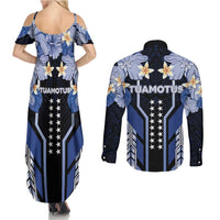 French Polynesia Tuamotu Archipelago Couples Matching Summer Maxi Dress and Long Sleeve Button Shirt Polynesian Pattern Unique Style LT05 - Polynesian Pride