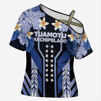 French Polynesia Tuamotu Archipelago Cross Shoulder Shirt Polynesian Pattern Unique Style LT05 Female Navy - Polynesian Pride