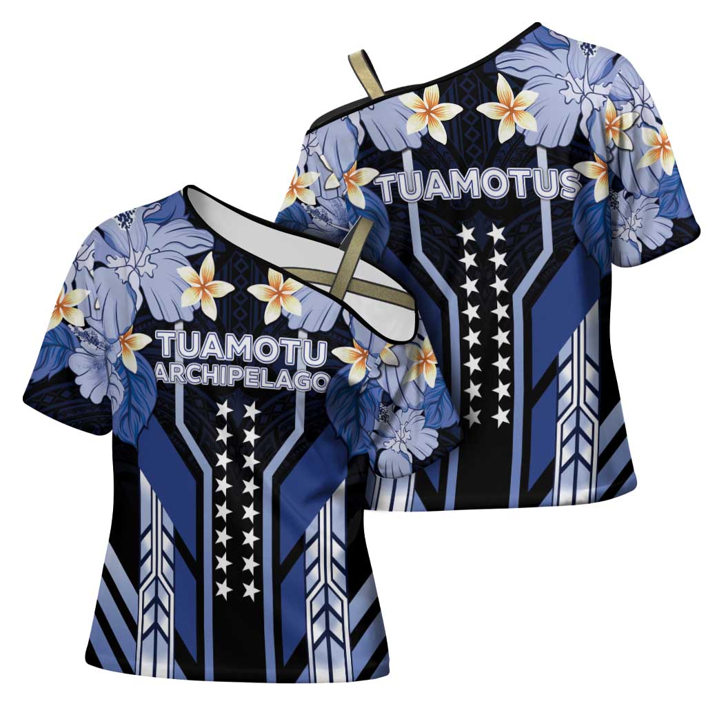 French Polynesia Tuamotu Archipelago Cross Shoulder Shirt Polynesian Pattern Unique Style LT05 - Polynesian Pride