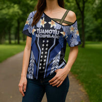French Polynesia Tuamotu Archipelago Cross Shoulder Shirt Polynesian Pattern Unique Style LT05 - Polynesian Pride