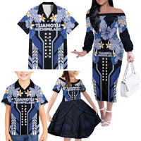 French Polynesia Tuamotu Archipelago Family Matching Off The Shoulder Long Sleeve Dress and Hawaiian Shirt Polynesian Pattern Unique Style LT05 - Polynesian Pride