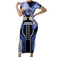 French Polynesia Tuamotu Archipelago Family Matching Short Sleeve Bodycon Dress and Hawaiian Shirt Polynesian Pattern Unique Style LT05 Mom's Dress Navy - Polynesian Pride
