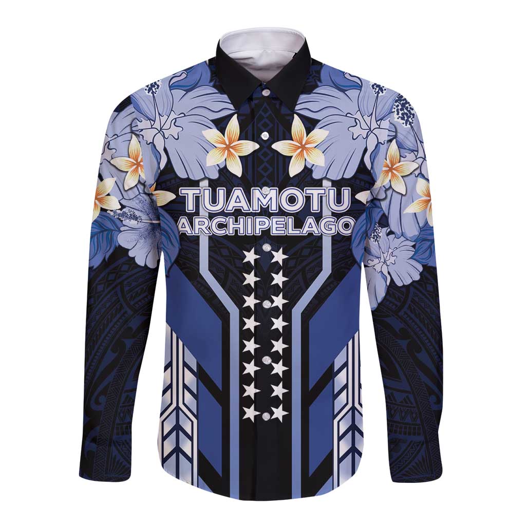 French Polynesia Tuamotu Archipelago Long Sleeve Button Shirt Polynesian Pattern Unique Style