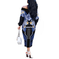 French Polynesia Tuamotu Archipelago Off The Shoulder Long Sleeve Dress Polynesian Pattern Unique Style LT05 - Polynesian Pride