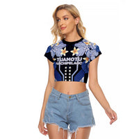 French Polynesia Tuamotu Archipelago Raglan Cropped T Shirt Polynesian Pattern Unique Style LT05 Female Navy - Polynesian Pride