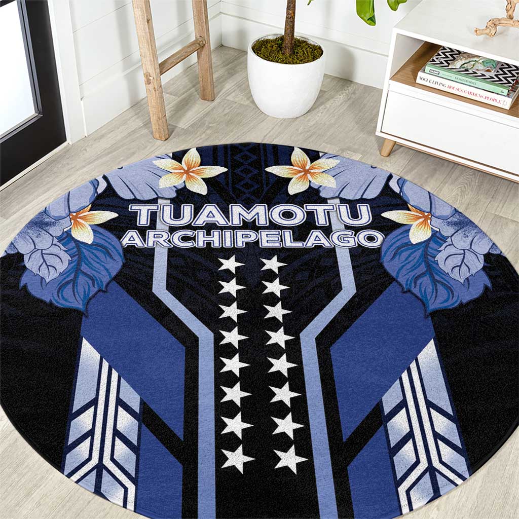 French Polynesia Tuamotu Archipelago Round Carpet Polynesian Pattern Unique Style LT05 Navy - Polynesian Pride