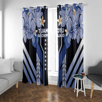 French Polynesia Tuamotu Archipelago Window Curtain Polynesian Pattern Unique Style LT05 With Grommets Navy - Polynesian Pride