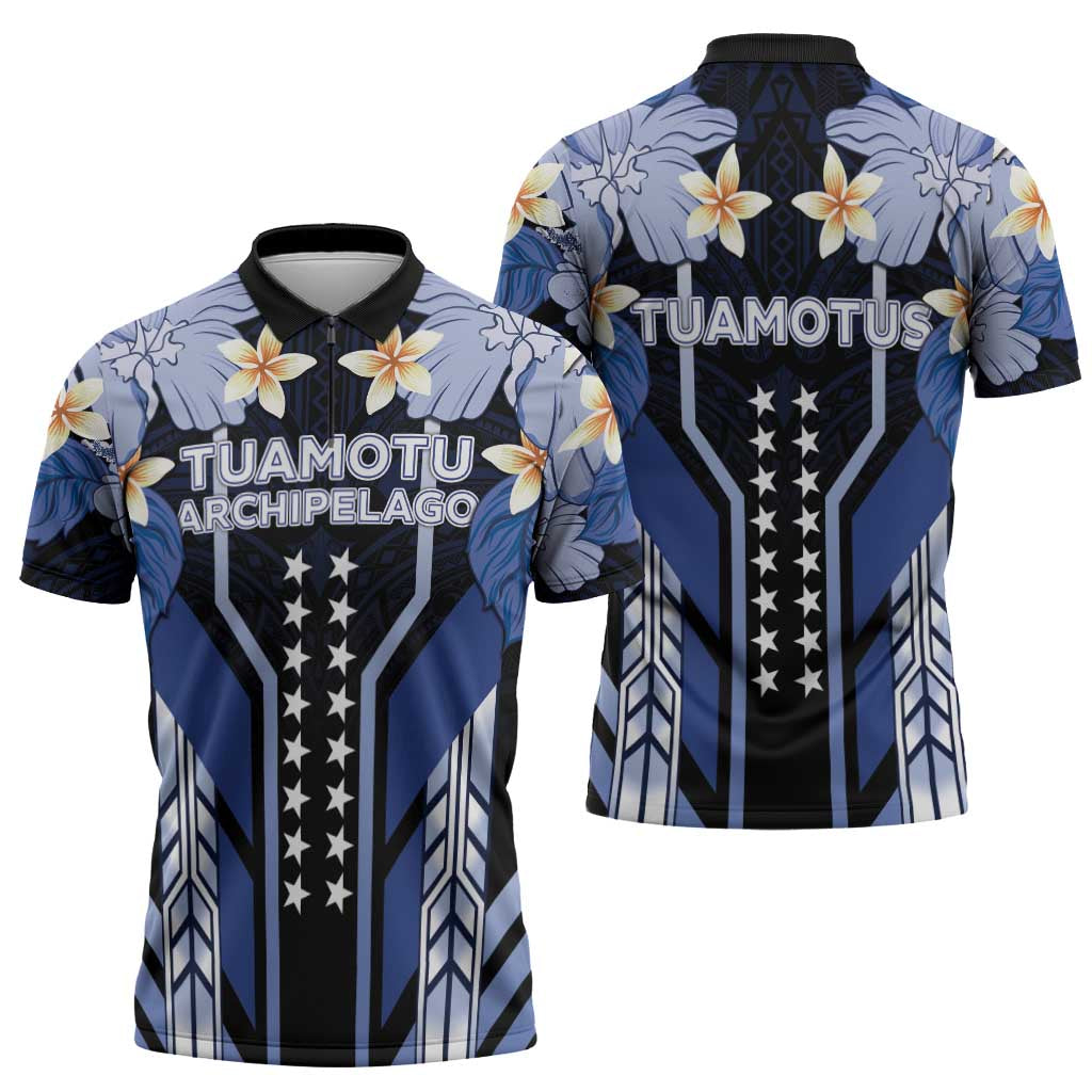 French Polynesia Tuamotu Archipelago Zipper Polo Shirt Polynesian Pattern Unique Style LT05 - Polynesian Pride