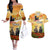 Australia And New Zealand ANZAC Day Couples Matching Off The Shoulder Long Sleeve Dress and Hawaiian Shirt Kangaroo And Kiwi Bird Soldiers Lest We Forget LT05 Yellow - Polynesian Pride