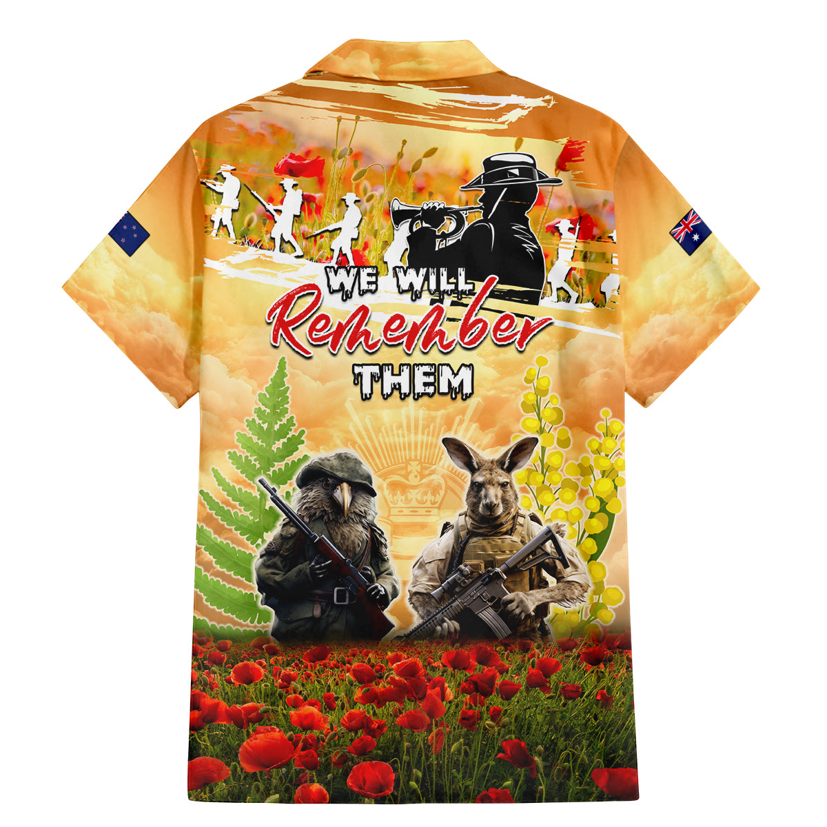 Australia And New Zealand ANZAC Day Family Matching Mermaid Dress and Hawaiian Shirt Kangaroo And Kiwi Bird Soldiers Lest We Forget LT05 - Polynesian Pride