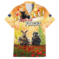 Australia And New Zealand ANZAC Day Family Matching Tank Maxi Dress and Hawaiian Shirt Kangaroo And Kiwi Bird Soldiers Lest We Forget LT05 Dad's Shirt - Short Sleeve Yellow - Polynesian Pride