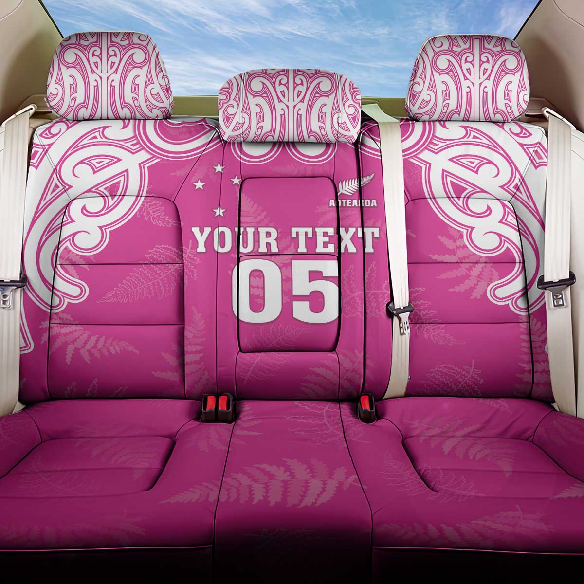 New Zealand Fern Women Rugby Custom Back Car Seat Cover Pink Maori Pattern