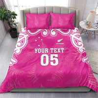 New Zealand Fern Women Rugby Custom Bedding Set Pink Maori Pattern