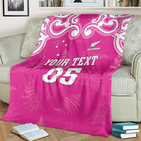 New Zealand Fern Women Rugby Custom Blanket Pink Maori Pattern