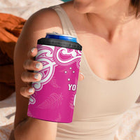 New Zealand Fern Women Rugby Custom 4 in 1 Can Cooler Tumbler Pink Maori Pattern