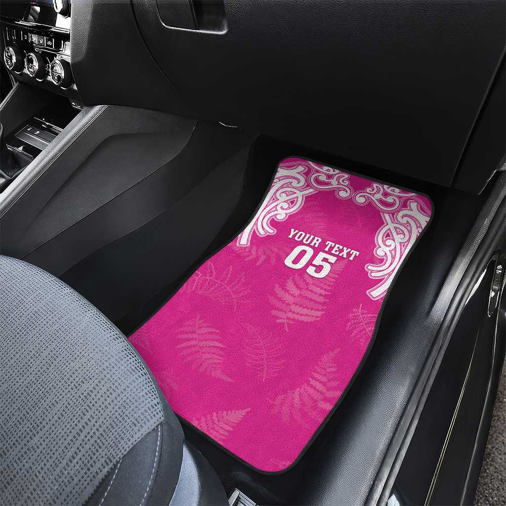 New Zealand Fern Women Rugby Custom Car Mats Pink Maori Pattern
