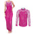 New Zealand Fern Women Rugby Custom Couples Matching Tank Maxi Dress and Long Sleeve Button Shirt Pink Maori Pattern