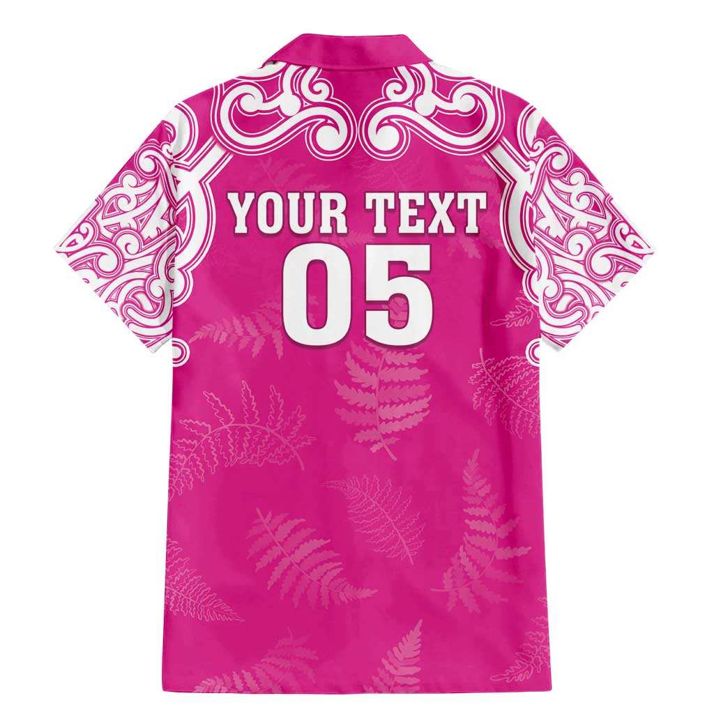 New Zealand Fern Women Rugby Custom Family Matching Mermaid Dress and Hawaiian Shirt Pink Maori Pattern
