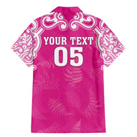 New Zealand Fern Women Rugby Custom Family Matching Mermaid Dress and Hawaiian Shirt Pink Maori Pattern