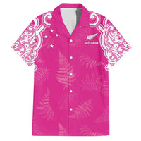 New Zealand Fern Women Rugby Custom Family Matching Puletasi and Hawaiian Shirt Pink Maori Pattern