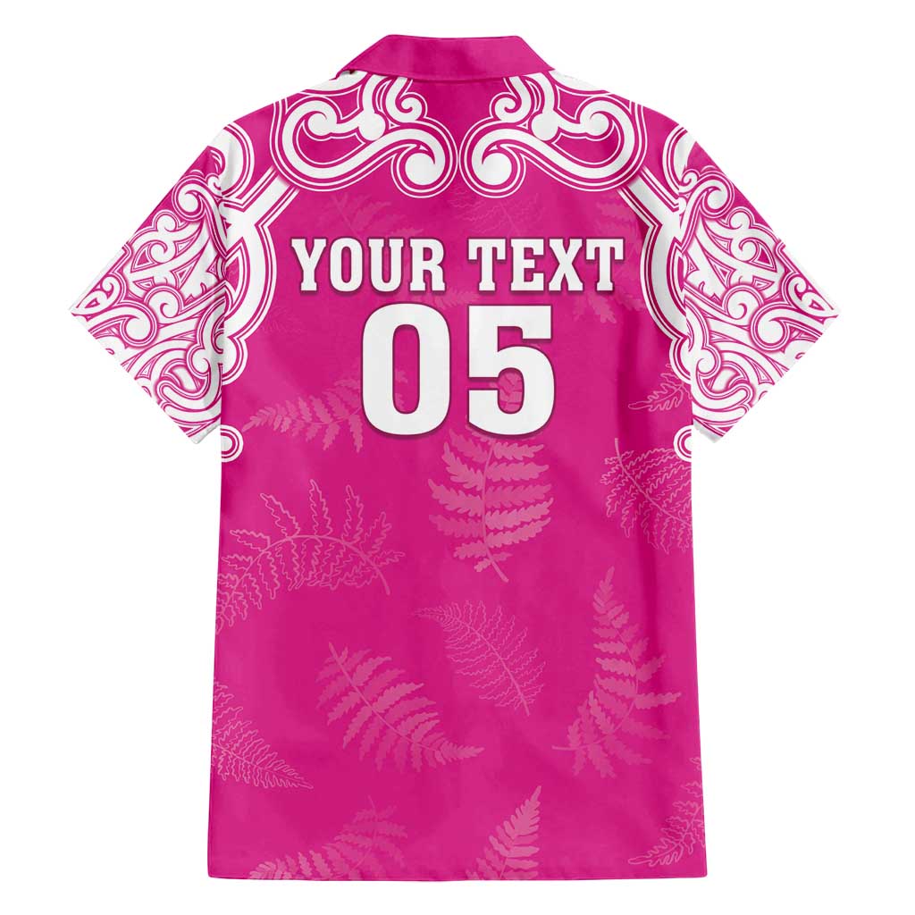 New Zealand Fern Women Rugby Custom Family Matching Puletasi and Hawaiian Shirt Pink Maori Pattern