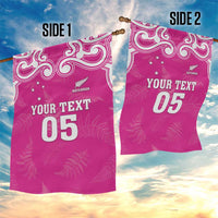 New Zealand Fern Women Rugby Custom Garden Flag Pink Maori Pattern