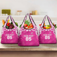 New Zealand Fern Women Rugby Custom Grocery Bag Pink Maori Pattern