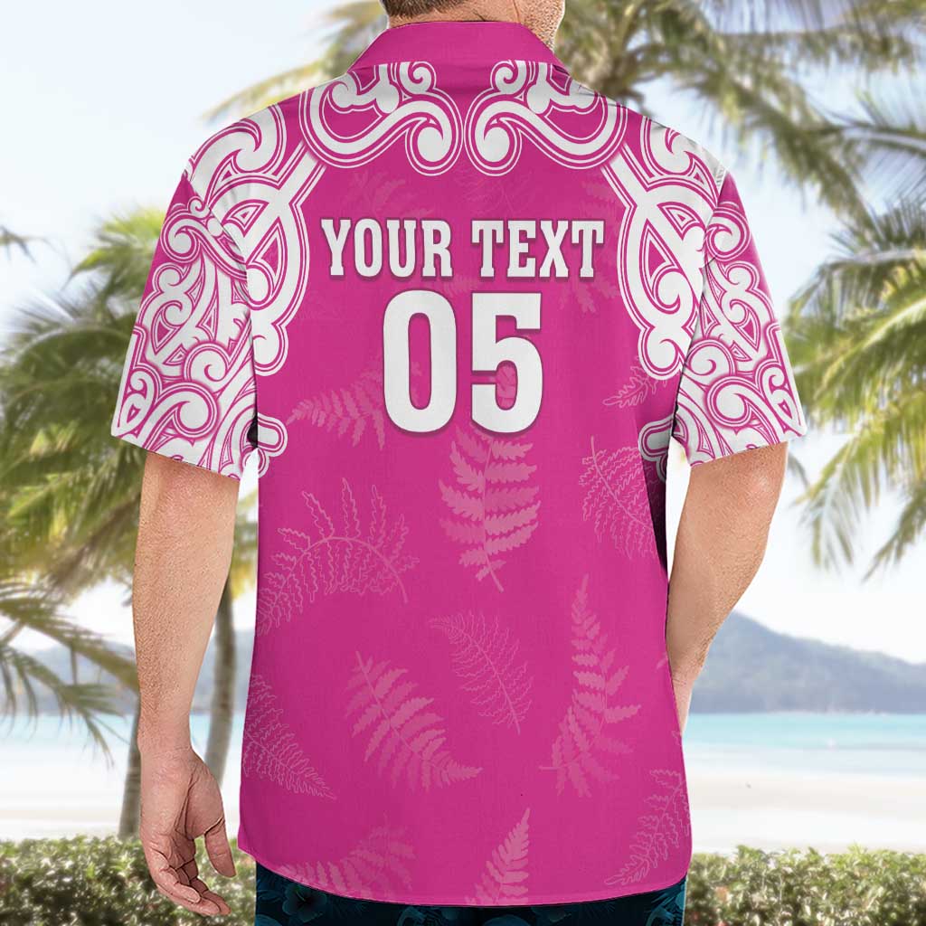 New Zealand Fern Women Rugby Custom Hawaiian Shirt Pink Maori Pattern