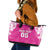 New Zealand Fern Women Rugby Custom Leather Tote Bag Pink Maori Pattern