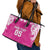 New Zealand Fern Women Rugby Custom Leather Tote Bag Pink Maori Pattern