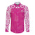 New Zealand Fern Women Rugby Custom Long Sleeve Button Shirt Pink Maori Pattern