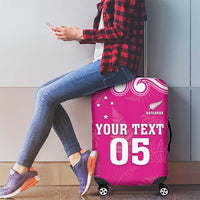 New Zealand Fern Women Rugby Custom Luggage Cover Pink Maori Pattern