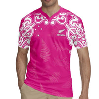 New Zealand Fern Women Rugby Custom Rugby Jersey Pink Maori Pattern