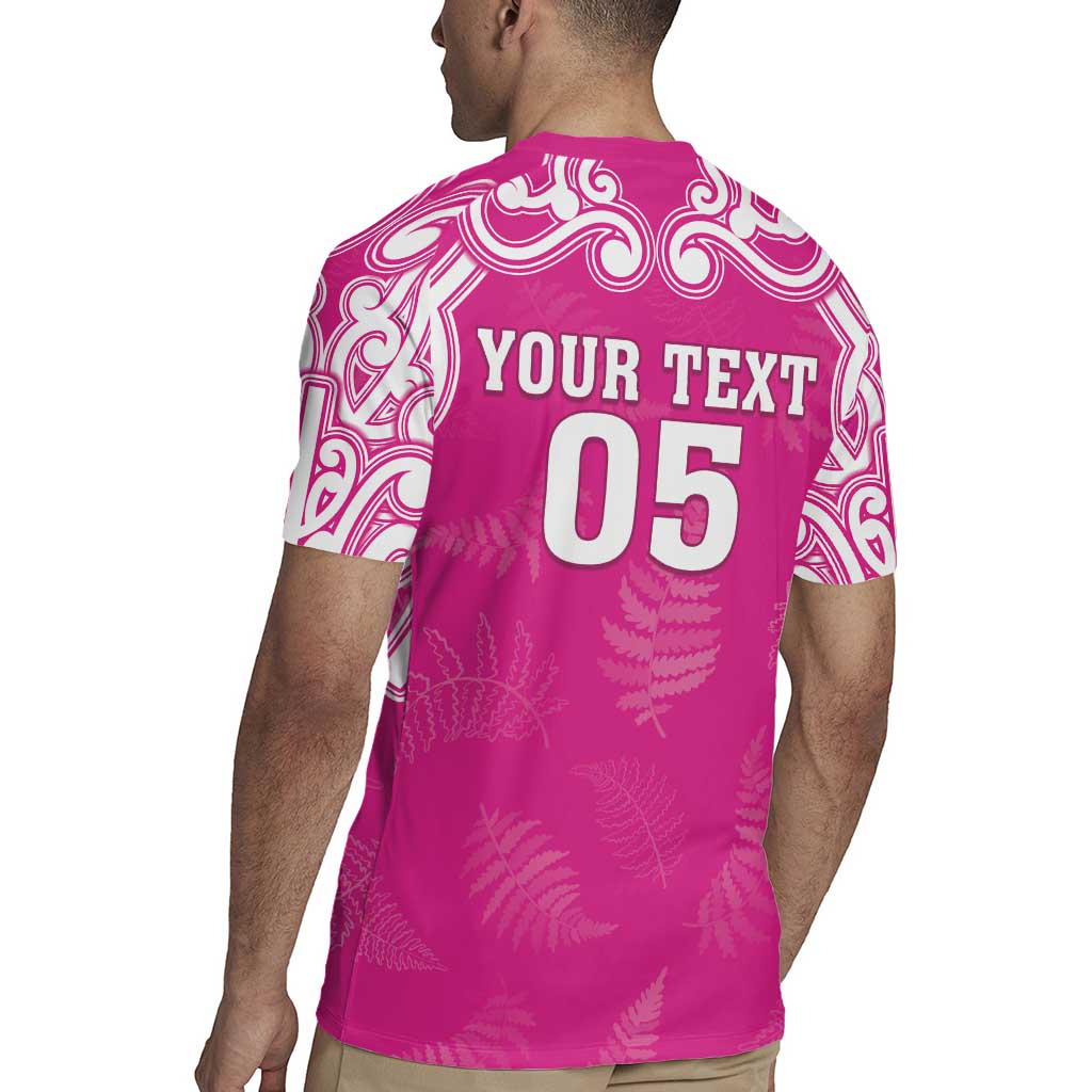 New Zealand Fern Women Rugby Custom Rugby Jersey Pink Maori Pattern