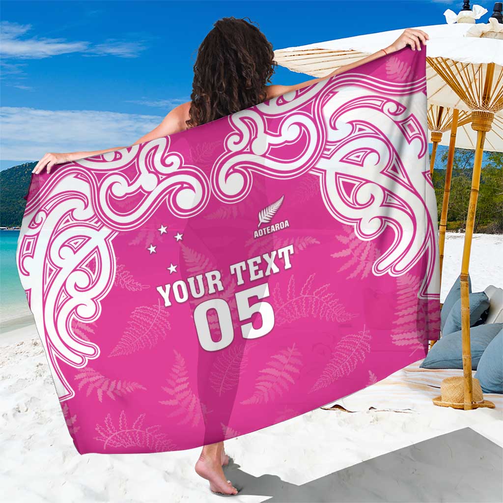 New Zealand Fern Women Rugby Custom Sarong Pink Maori Pattern