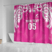 New Zealand Fern Women Rugby Custom Shower Curtain Pink Maori Pattern
