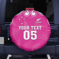 New Zealand Fern Women Rugby Custom Spare Tire Cover Pink Maori Pattern