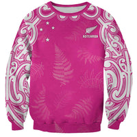 New Zealand Fern Women Rugby Custom Sweatshirt Pink Maori Pattern