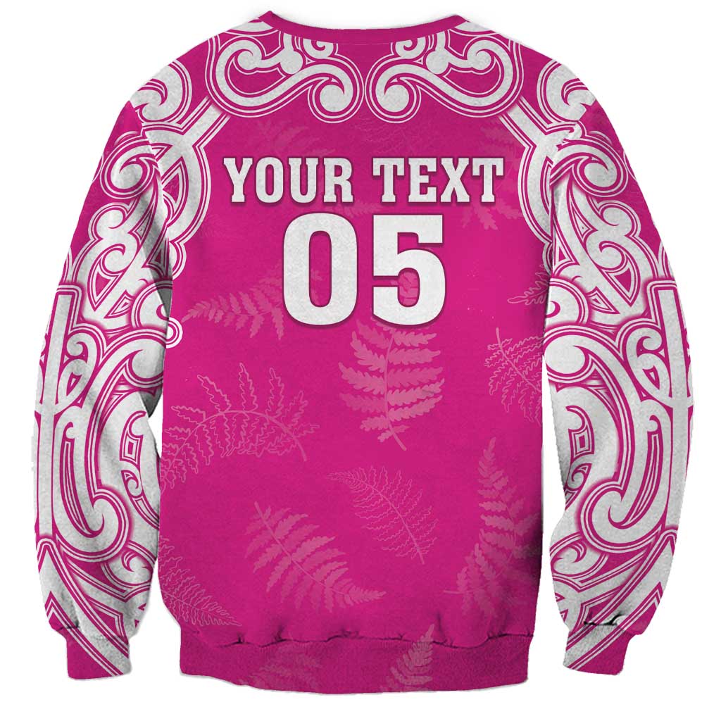 New Zealand Fern Women Rugby Custom Sweatshirt Pink Maori Pattern