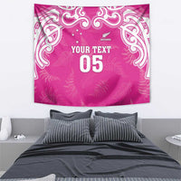 New Zealand Fern Women Rugby Custom Tapestry Pink Maori Pattern