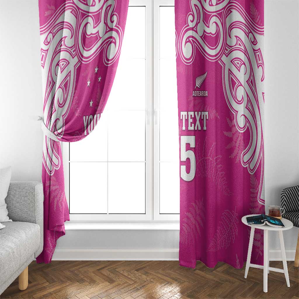 New Zealand Fern Women Rugby Custom Window Curtain Pink Maori Pattern