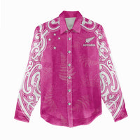 New Zealand Fern Women Rugby Custom Women Casual Shirt Pink Maori Pattern LT05 - Polynesian Pride