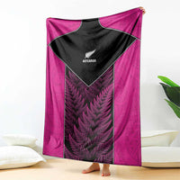 New Zealand Fern Rugby Blanket Pink Maori Pattern