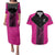New Zealand Fern Rugby Custom Couples Matching Puletasi and Hawaiian Shirt Pink Maori Pattern