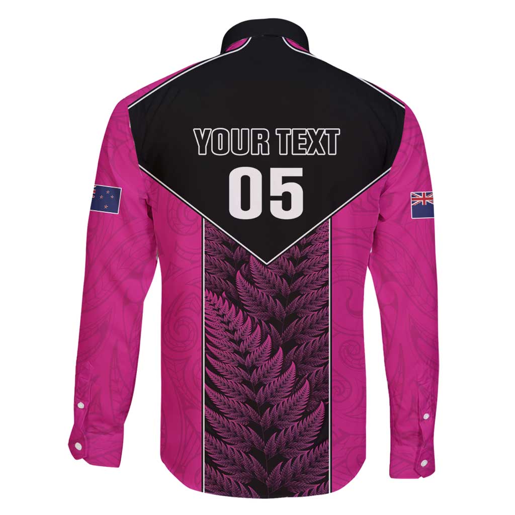 New Zealand Fern Rugby Custom Family Matching Mermaid Dress and Hawaiian Shirt Pink Maori Pattern