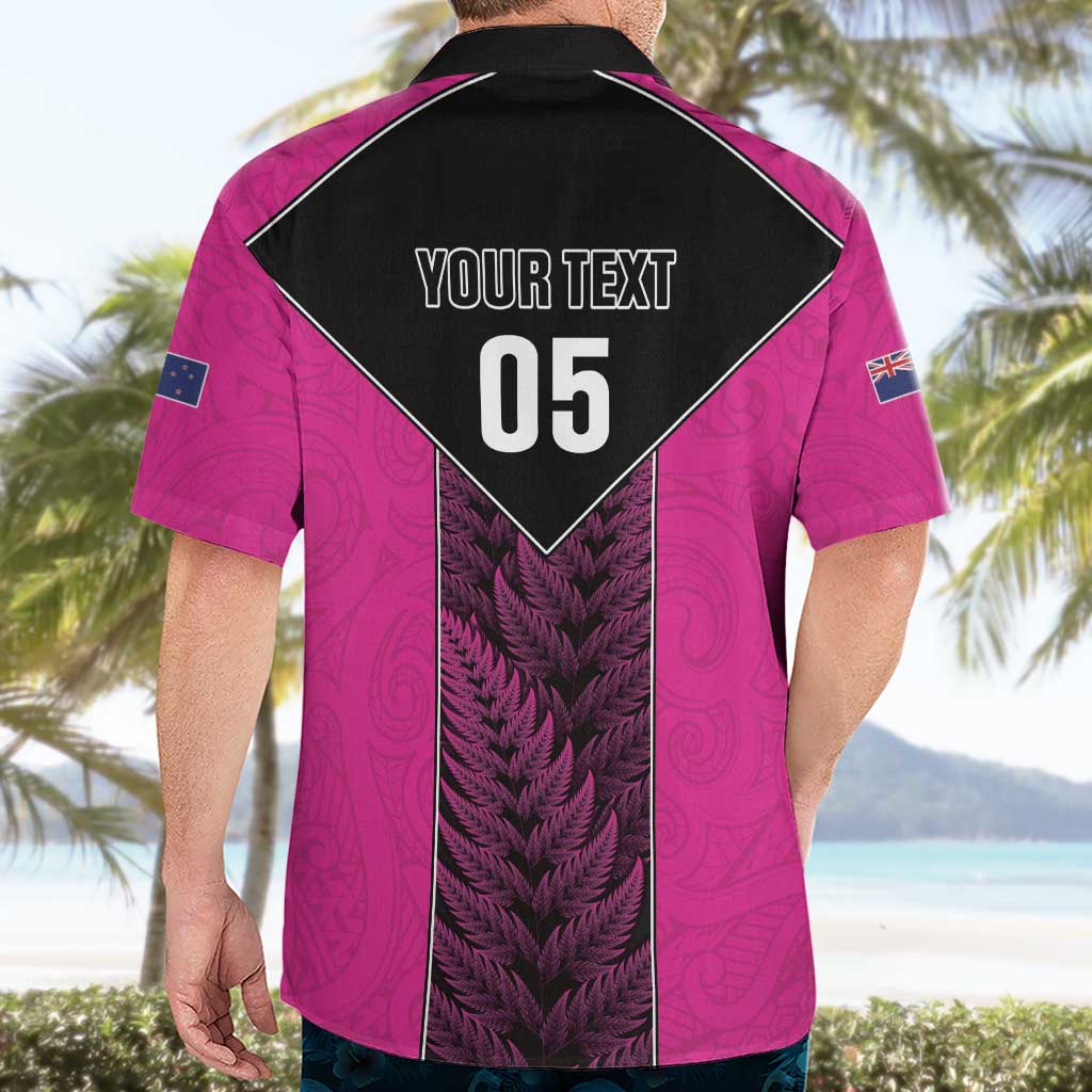 New Zealand Fern Rugby Custom Hawaiian Shirt Pink Maori Pattern